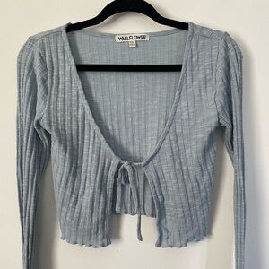 Long sleeve tie front top